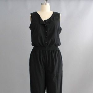 Vintage 1990's casual jumpsuit, black cotton